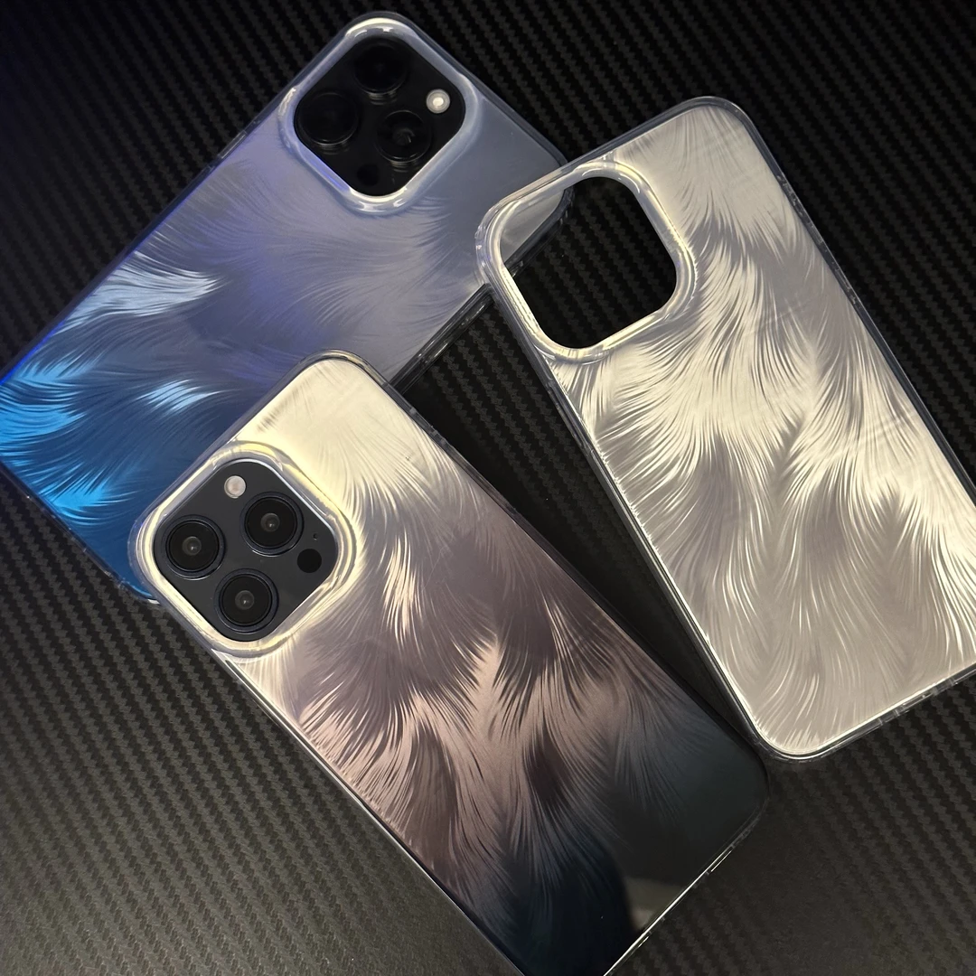 羽毛渐变ins高级适用iPhone15promax手机壳14苹果13烫金12/16