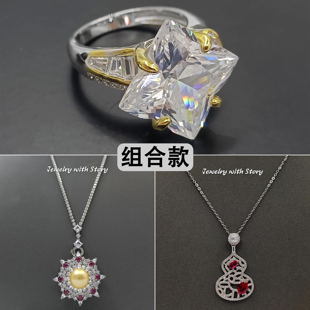 铜合金合成锆石项链 QZH-000375 项链小众时尚欧美气质 (组合款)