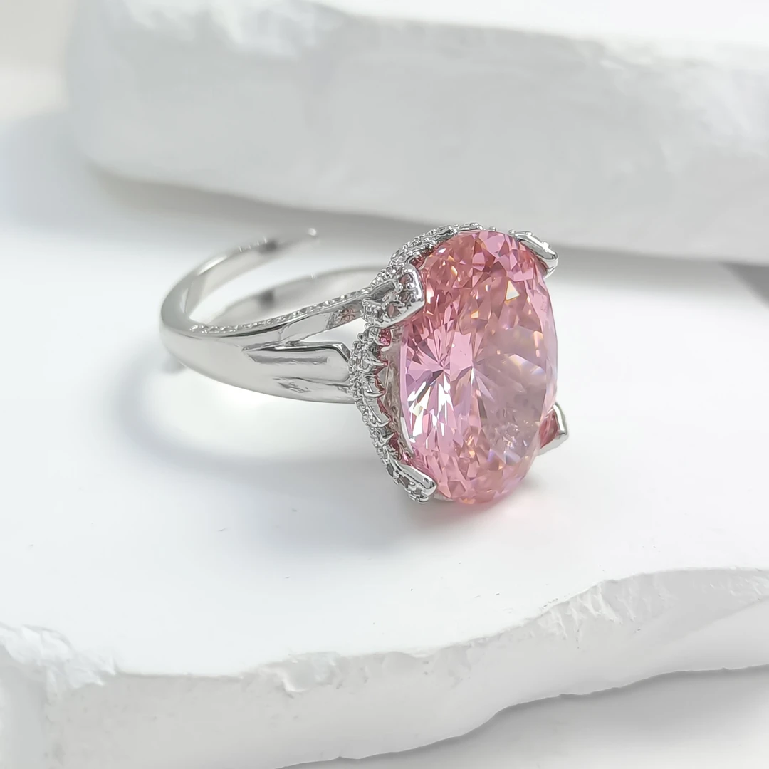 铜合金合成锆石戒指 HLM-53041 戒指欧美经典轻奢气质简约精致