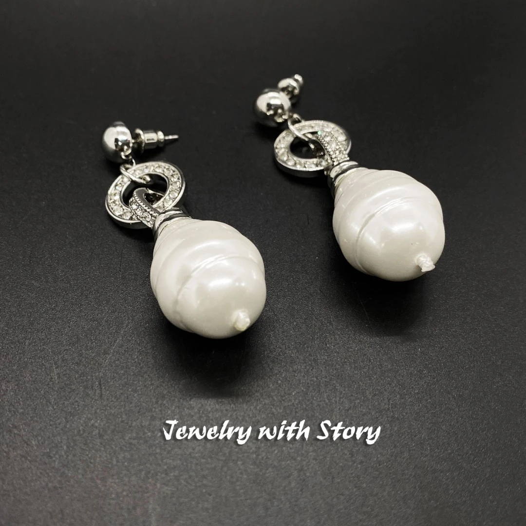 铜合金仿珍珠耳饰 C3VV-21455巴洛克 大贝珠珠 耳坠耳钉