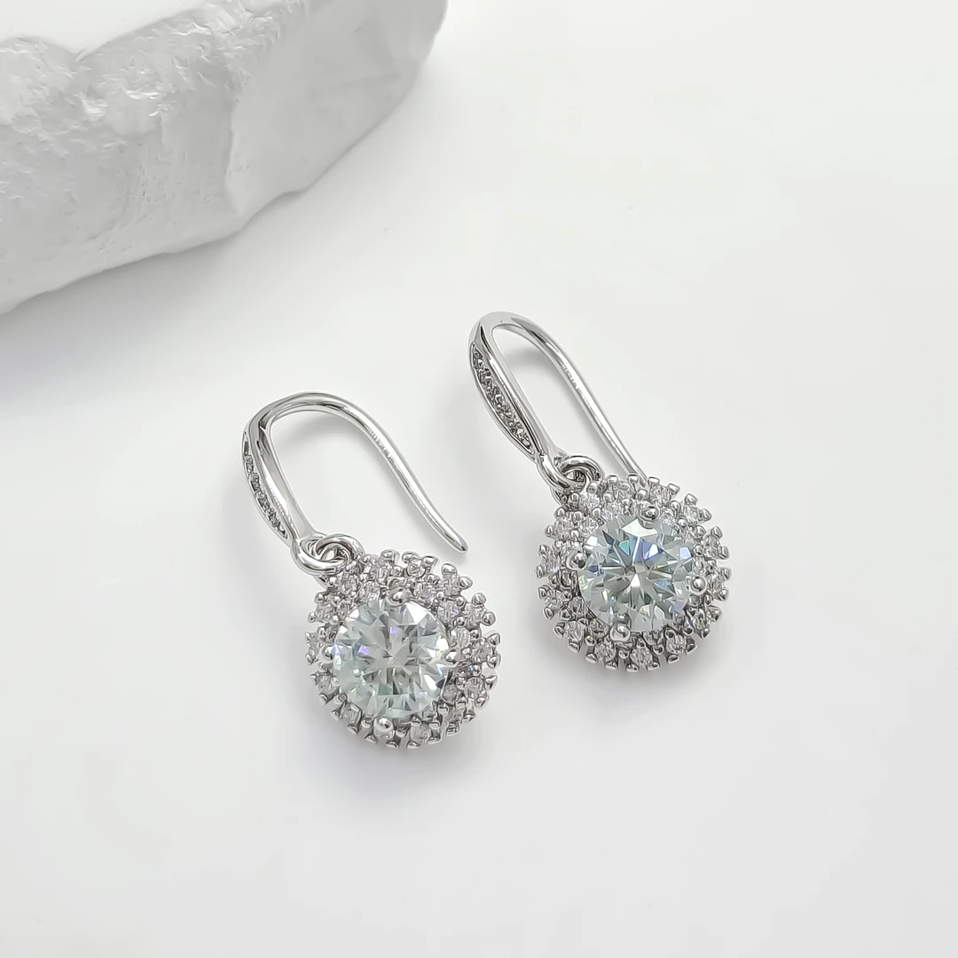 铜合金莫桑石耳饰 FXLM-55773 耳饰个性简约小众简约欧美