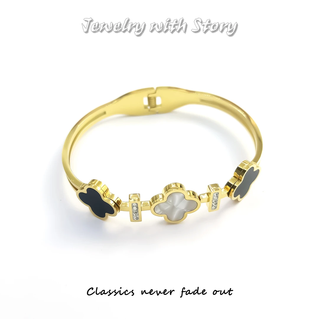 钛钢合成锆石手镯 OBK-70631 手镯简约欧美时尚轻奢气质