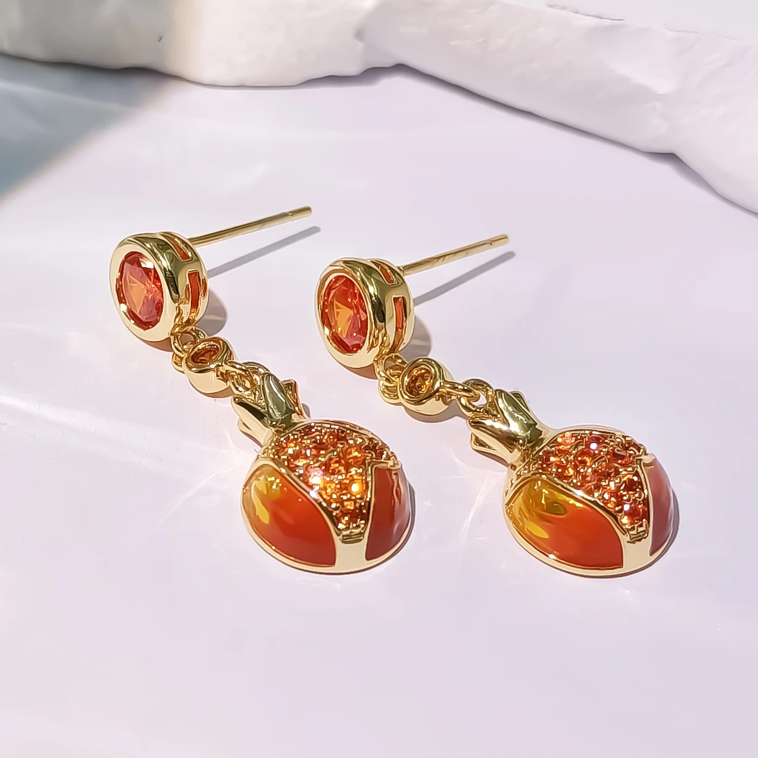 铜合金合成锆石耳饰 WDS-001166【赤焰之情】耳环时尚欧美气质百搭