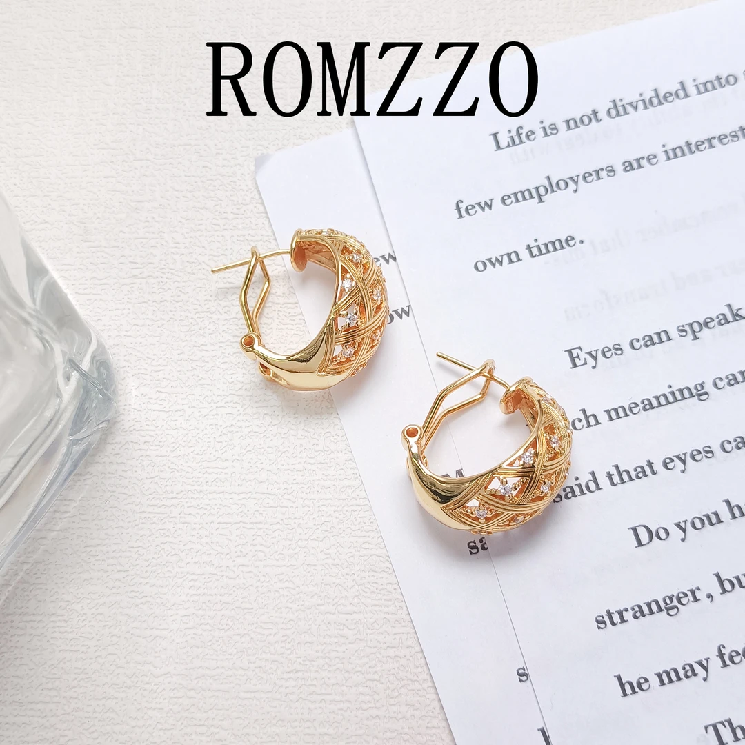 铜合金合成锆石耳饰 WJH-001487【璀璨锋华】耳环气质欧美百搭时尚