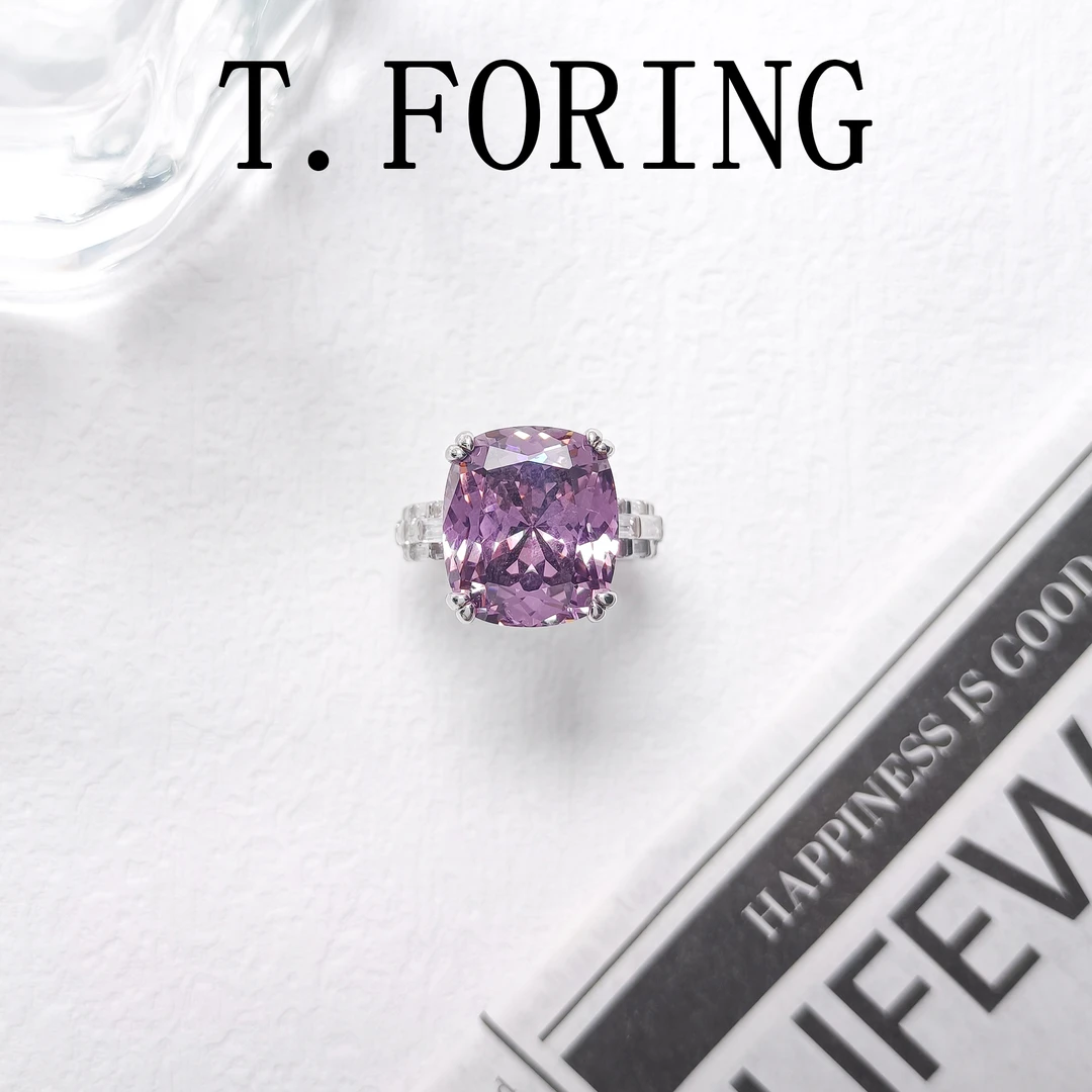 铜合金合成锆石戒指 WHSM-001551【粉曲幽然】戒指气质精致小众时尚