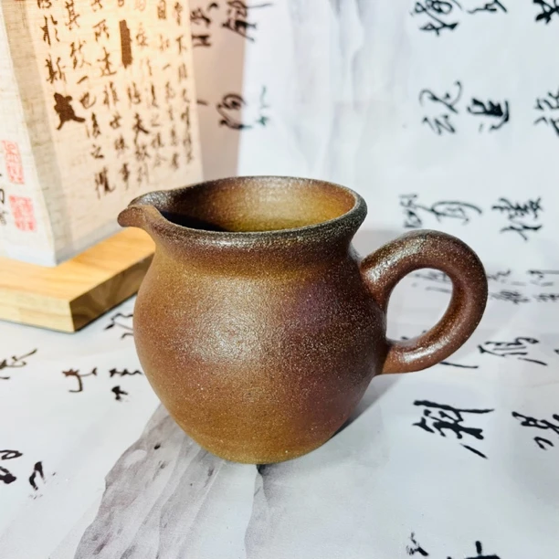 云南腾冲非遗土陶茶具 火山泥公道杯 柴烧无釉分茶器细陶养生陶瓷