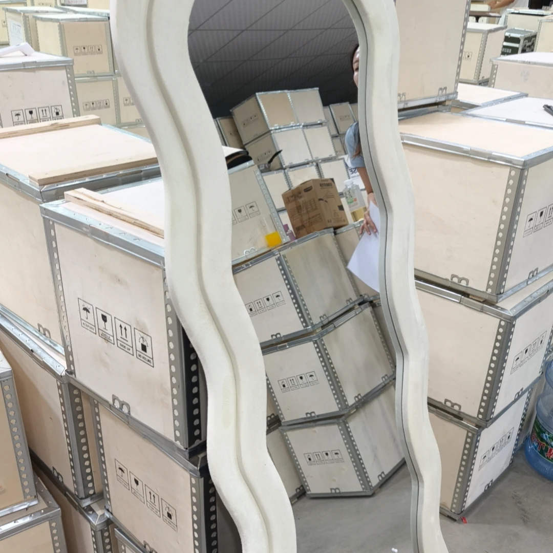 网红波浪全身镜服装店试衣镜家用卧室女生化妆异形波浪落地镜子