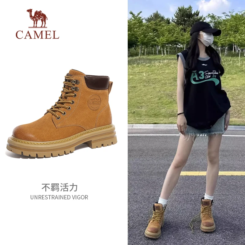 骆驼女鞋秋季新款潮流经典时尚鞋新款户外马丁靴爆款大黄靴流光风