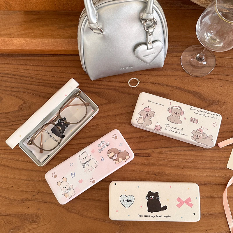 可爱小兔小狗眼镜盒便携收纳眼睛盒子抗压旅游太阳墨镜盒近视镜盒