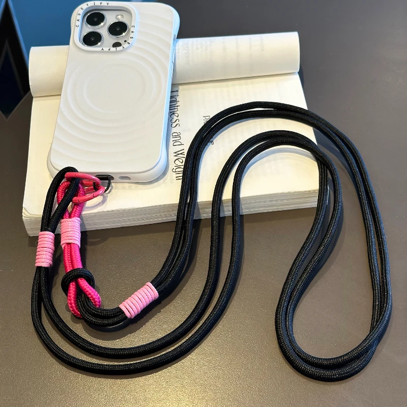 日系连环双扣手机挂绳斜挎背带固定片个性撞色潮流男女高端防丢绳