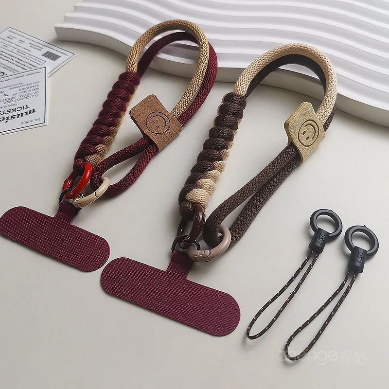 新品手机挂绳短款可手提2024手腕带ins风时尚个性酒红色卡其女款