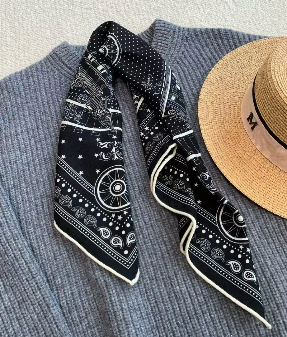 沐芽【浪漫巴士】新款双面同色65小丝绒花卉方巾秋冬披肩经典围巾