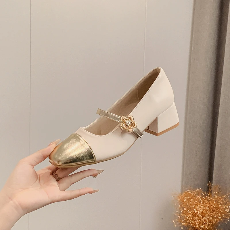 【主播推荐】小个子定制春季百搭女鞋仙女鞋温柔气质方头粗跟单鞋