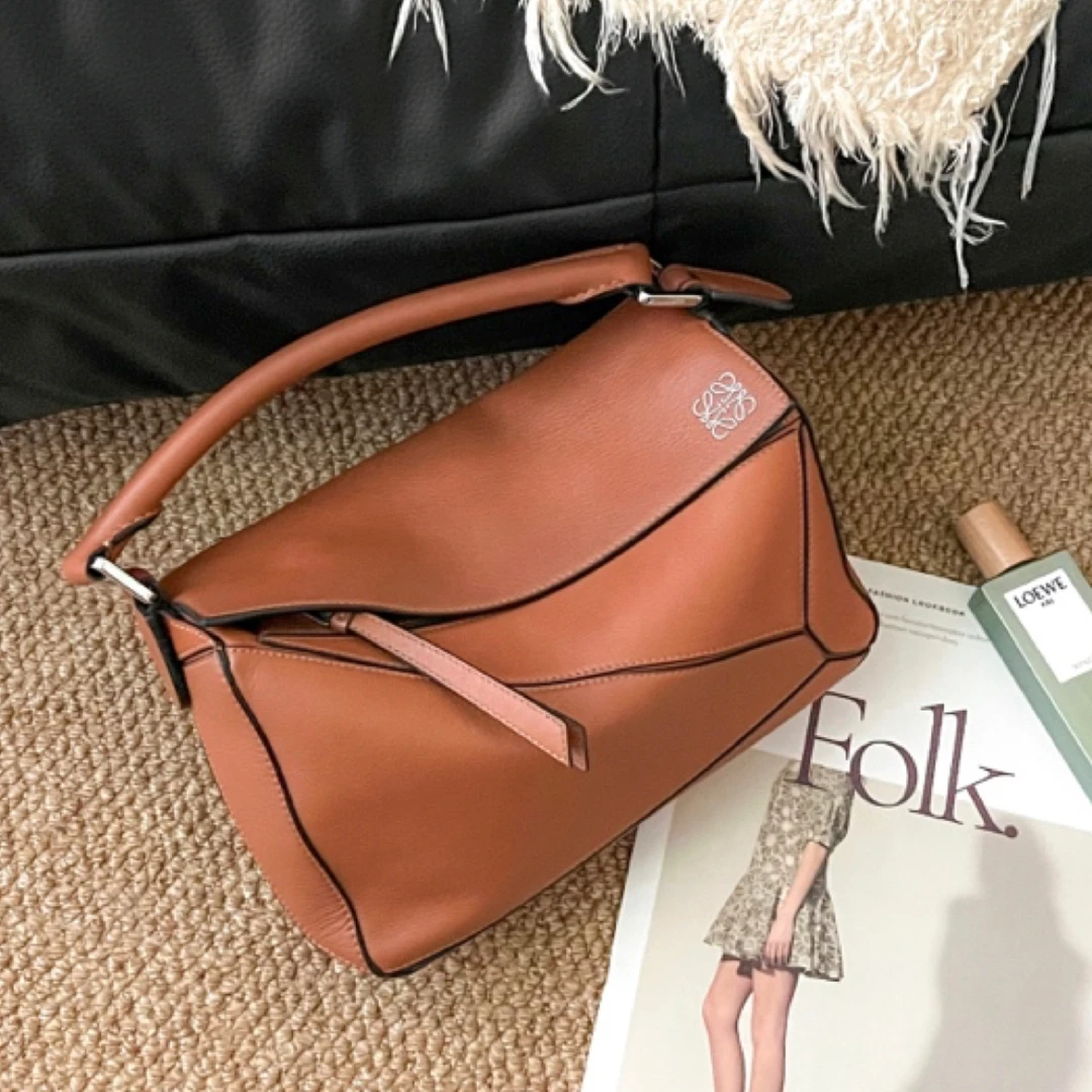 95新 LOEWE/罗意威 Loewe焦糖色小号puzzle单肩包