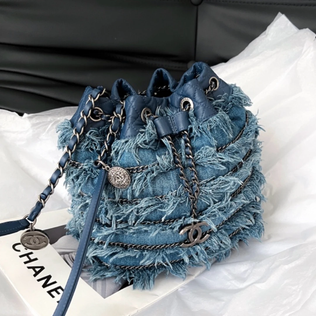 95新 Chanel/香奈儿 Chanel蓝色流苏牛仔水桶