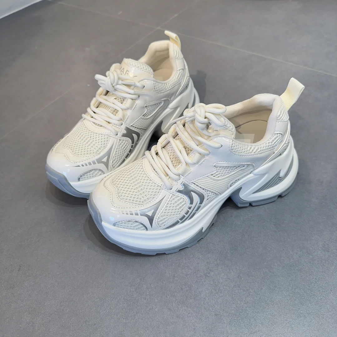 新款老爹鞋女透气网眼休闲运动鞋百搭厚底增高鞋夏季系带2326