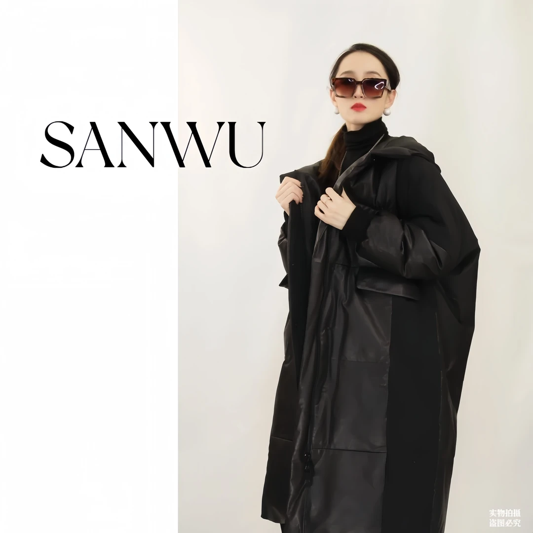 【充绒220g大被子】90白鹅绒加厚重磅廓形长款戴帽保暖羽绒服