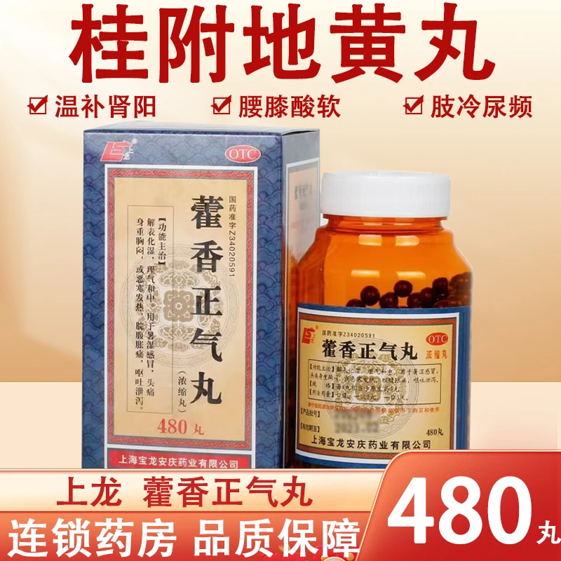 上龙藿香正气丸480丸解表化湿暑湿感冒恶寒发热，脘腹胀痛呕吐泄泻