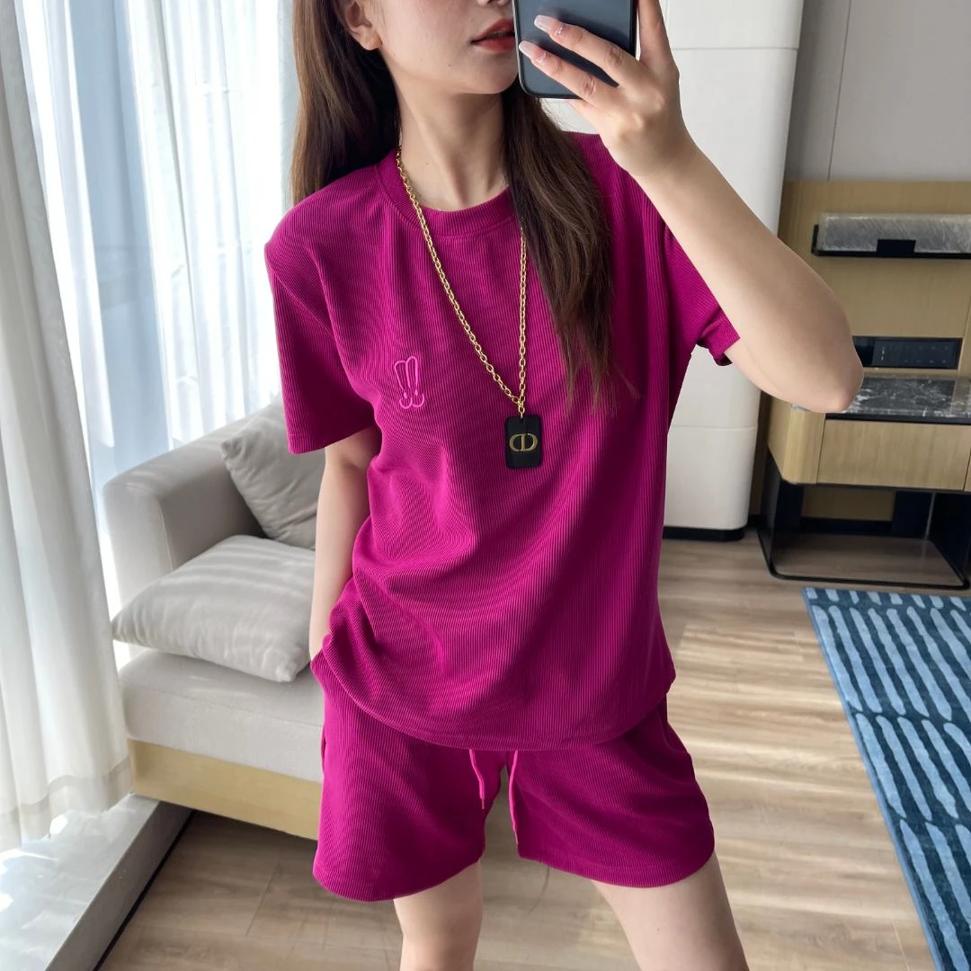 男女同款休闲运动套装 夏季宽松兔子套装纯色圆领衣短裤时尚9888