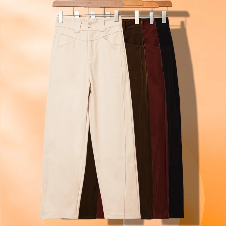 【专柜正品牡丹裤】秋冬女士休闲垂感直筒裤宽松百搭镰刀裤YR-818