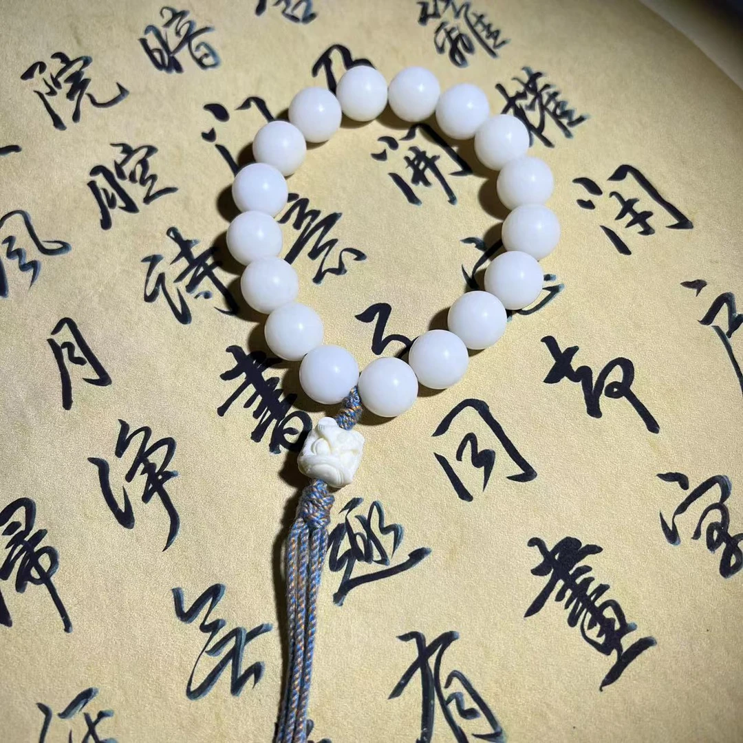 菩提根手串绕指揉学生解压圆珠桶珠白色情侣盘玩手饰工艺质感醒狮