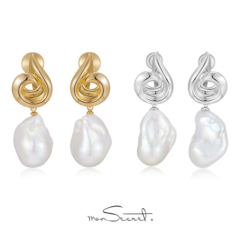 铜合金耳饰 monSecret旋转巴洛克耳钉2023新款高级感耳环