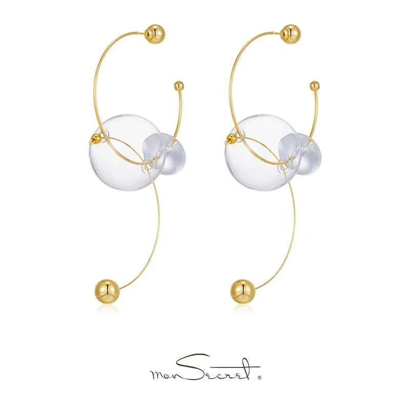 铜合金玻璃耳饰 FLOW系列fog耳环小众简约长款精致个性