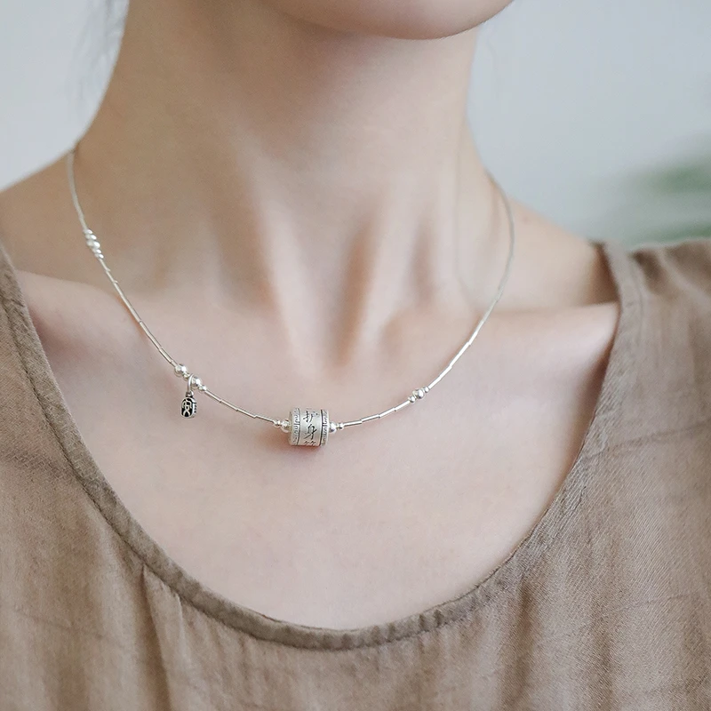 链子925银 N16810<晶贵坊>管护身F珠平安项链锁骨链国潮中式项圈