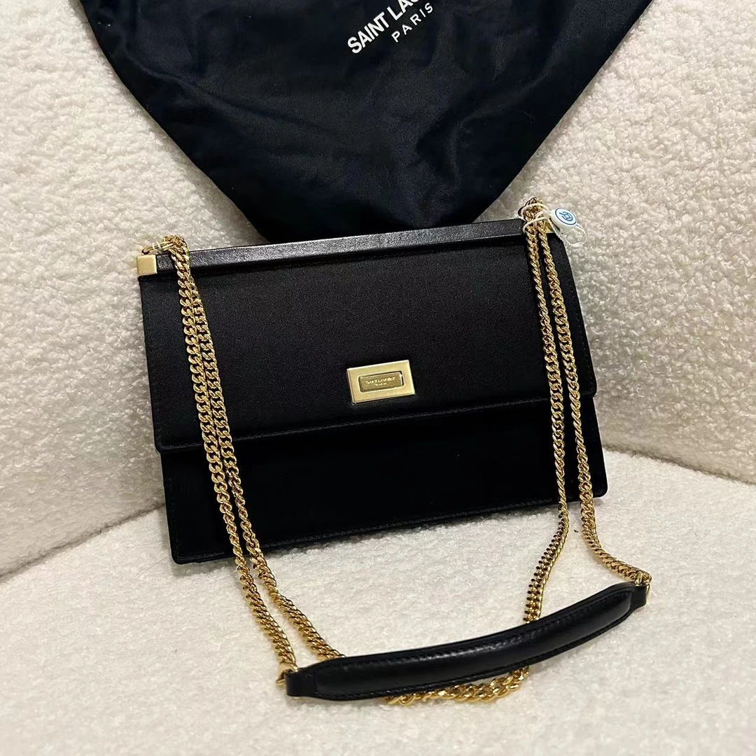 99新 YSL/圣罗兰 多多奢品/圣罗兰缎面晚宴斜挎包/99新朴彩英同款