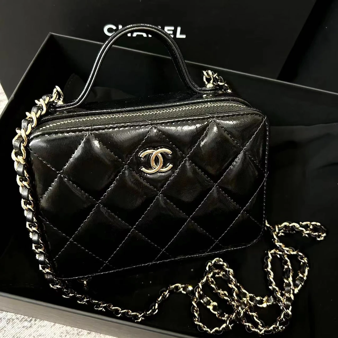 99新 Chanel/香奈儿 多多奢品/香奈儿芯片款盒子斜挎单肩包 98新