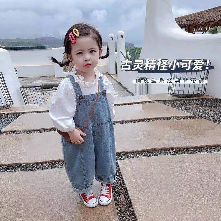 童装女童裤子2025秋季女孩洋气休闲背带裤儿童时尚牛仔裤春秋潮款