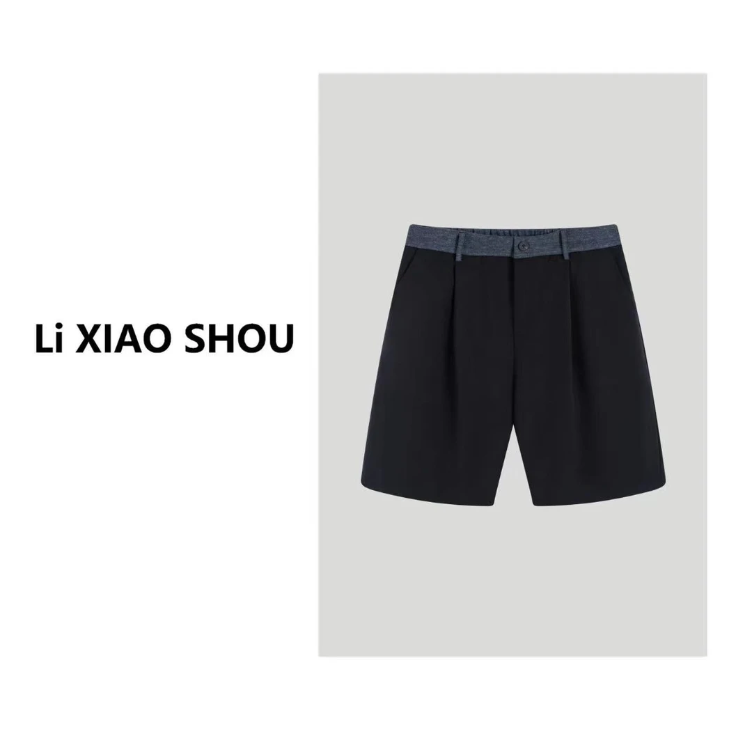 本摩格夏季新款纯色拼接显瘦休闲简约宽松显瘦复古裤子女813D