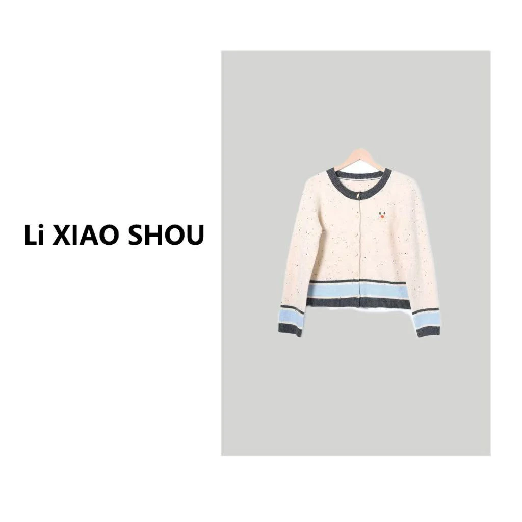 李小瘦大码女装【笑脸】精致休闲拼接撞色简约秋冬毛衣0086