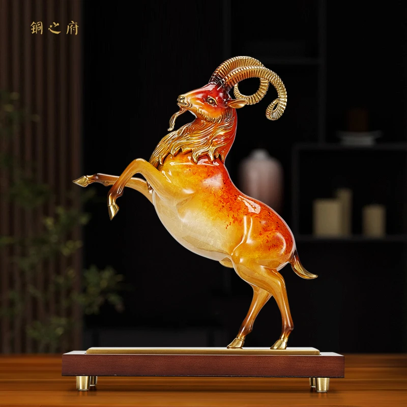全铜领头羊摆件领导办公室装饰大漆工艺品生肖羊公司乔迁开业礼品