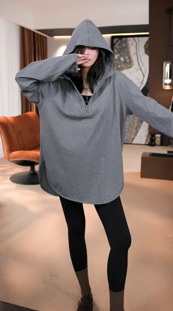 BANINGNA/大寜2024新款时尚设计感简约连帽长袖打底T恤74825