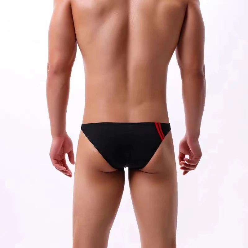 男士三角裤性感低腰半包臀内裤舒适立体弹力紧身纯色休闲运动底裤