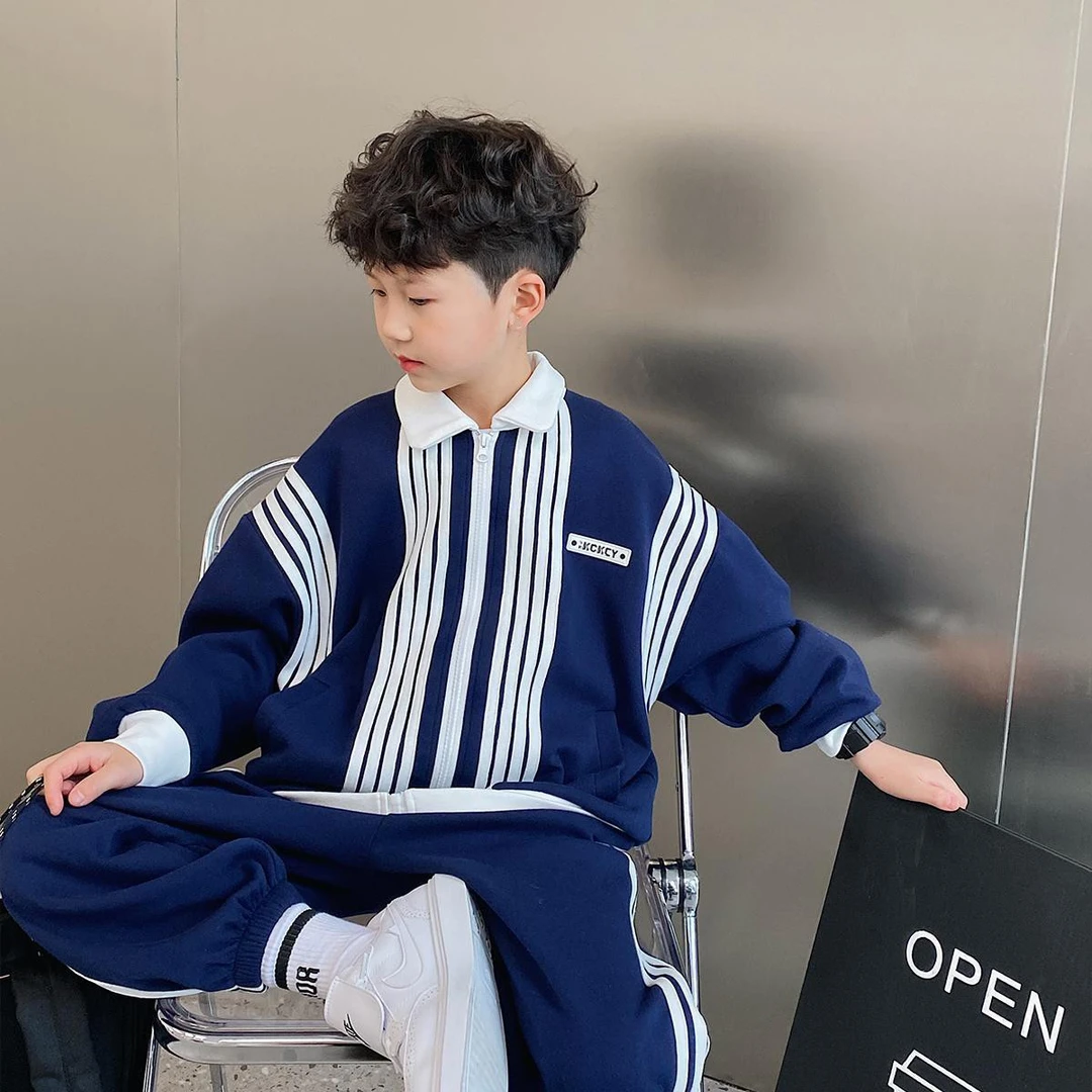 男童春装套装2022新款自制儿童韩版上衣宝宝长裤中大童运动两件套