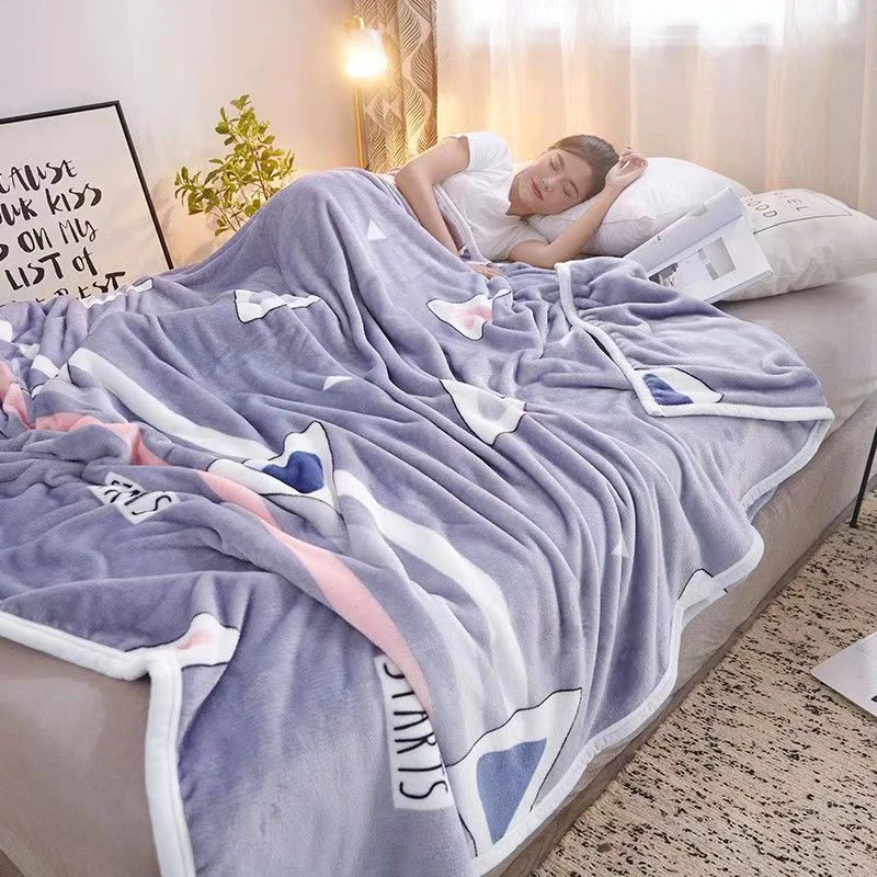 【可铺可盖包边款】毛毯午睡毯中厚法兰绒毯宿舍单双人床单轻薄被子