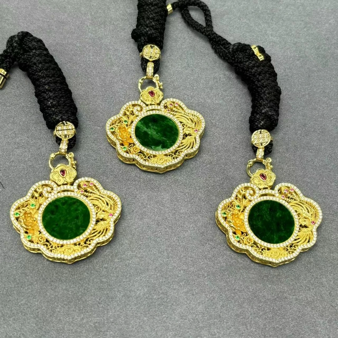 f415-宫廷风翡翠镂空如意吊坠-s925银-多样性只发一件