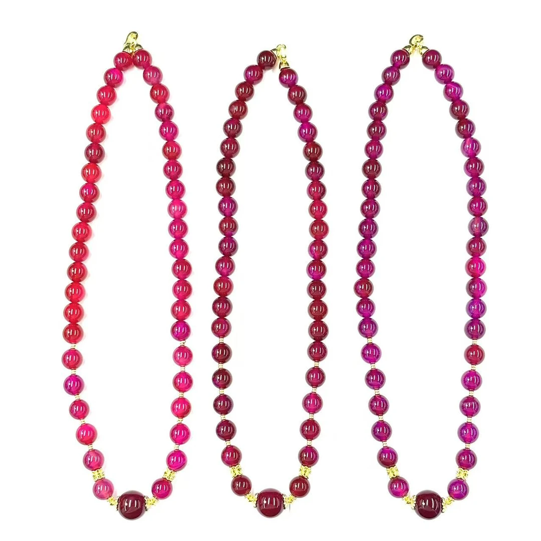 y2368-国风气质龙血玛瑙圆珠项链-赠礼盒-多样性只发一件