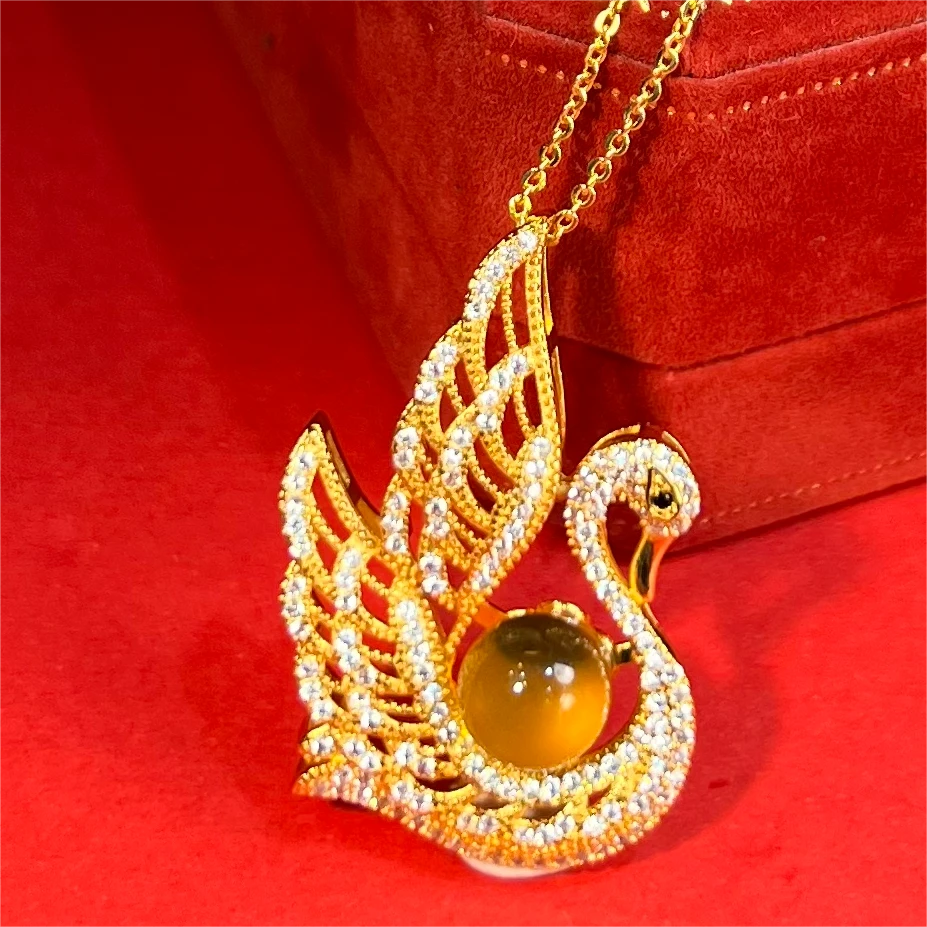 m294-蓝珀豪华设计款天鹅吊坠-赠礼盒-赠链-合金