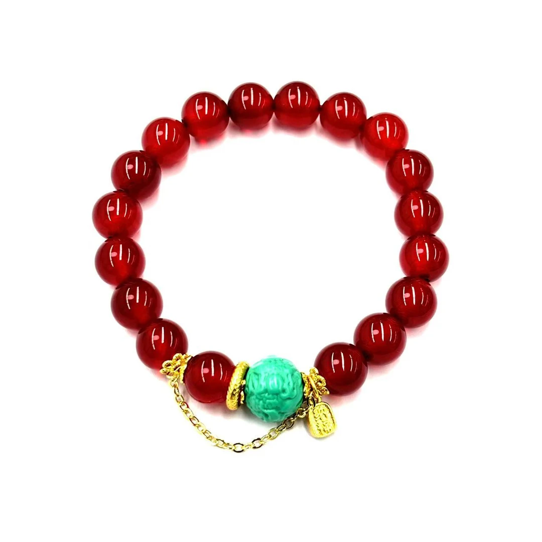 s1175-复古设计款血离子玛瑙圆珠手串-赠礼盒