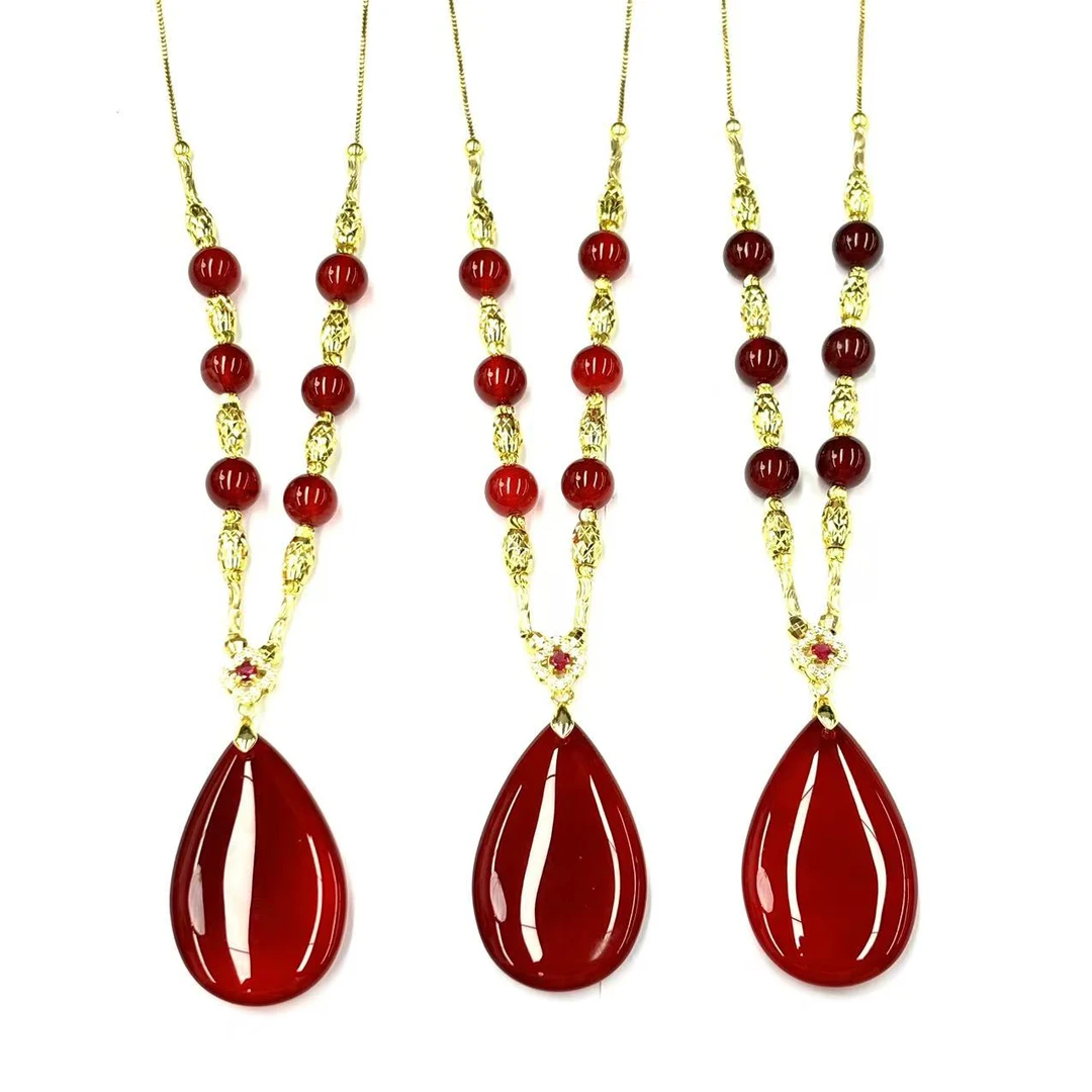 y2384-复古气质红景玛瑙水滴吊坠-赠礼盒-多样性只发一件
