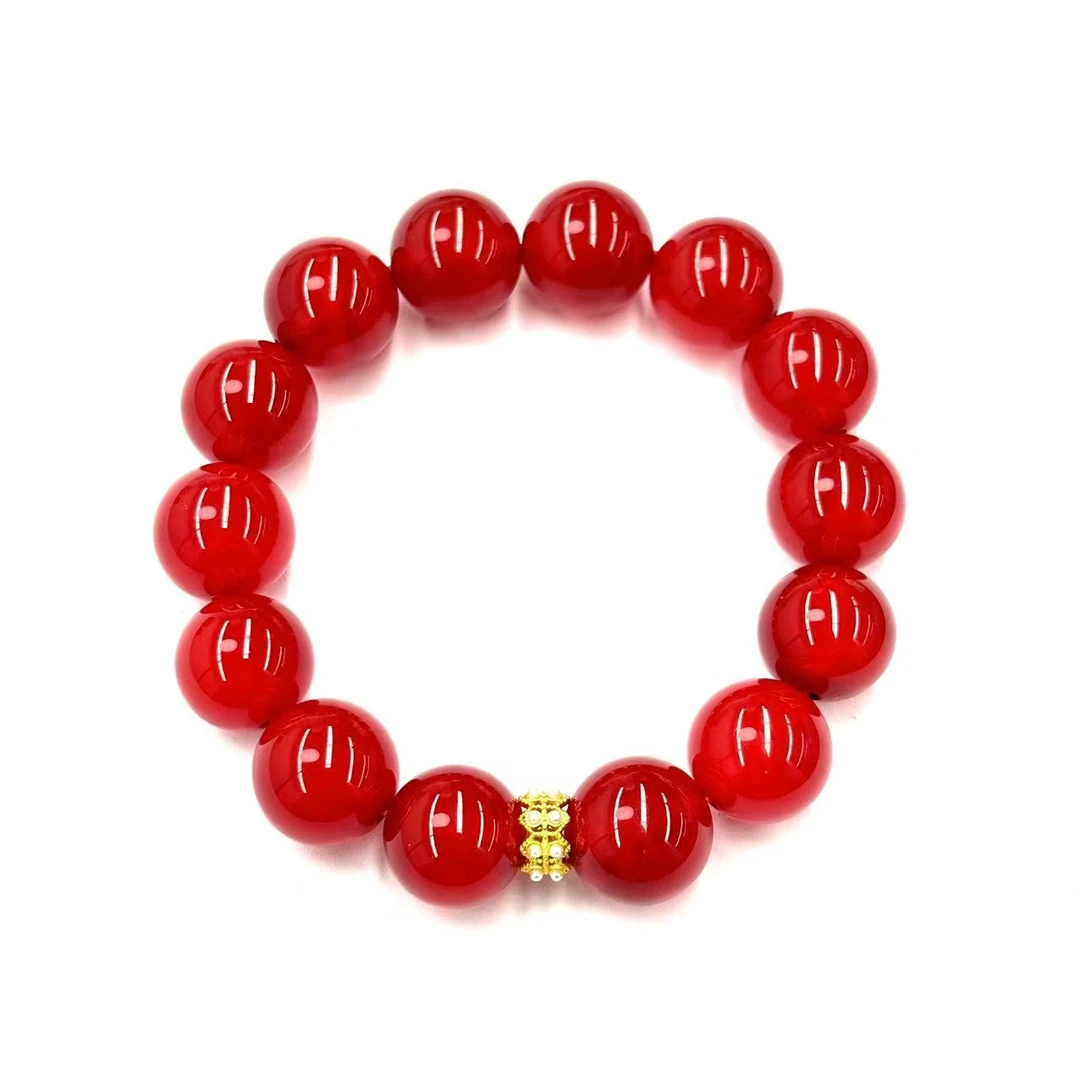 s1178-复古设计款血离子玛瑙圆珠手串-赠礼盒