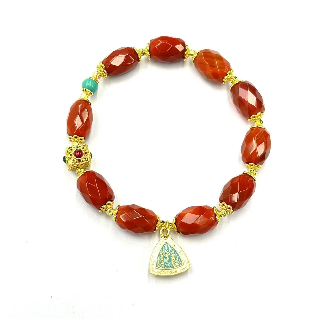 s1161-复古设计款三姑娘玛瑙切面手串-赠礼盒