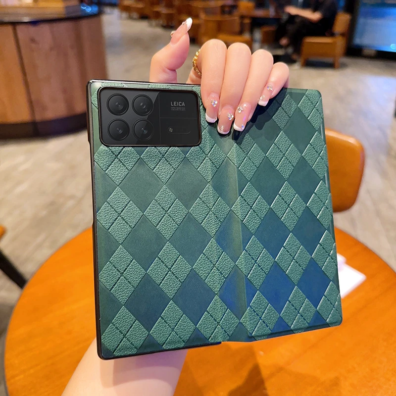 适用小米MixFold4折叠屏手机壳连体翻盖保护套新款菱格纹全包防摔