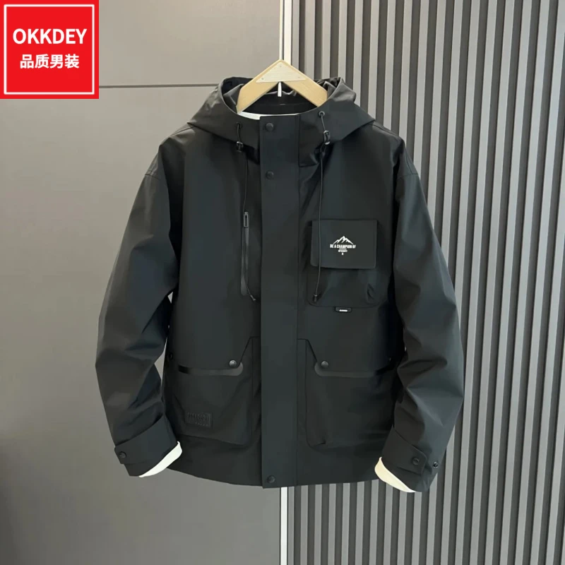 okkdey春秋季潮牌运动外套男韩版工装机能冲锋衣休闲美式百搭夹克