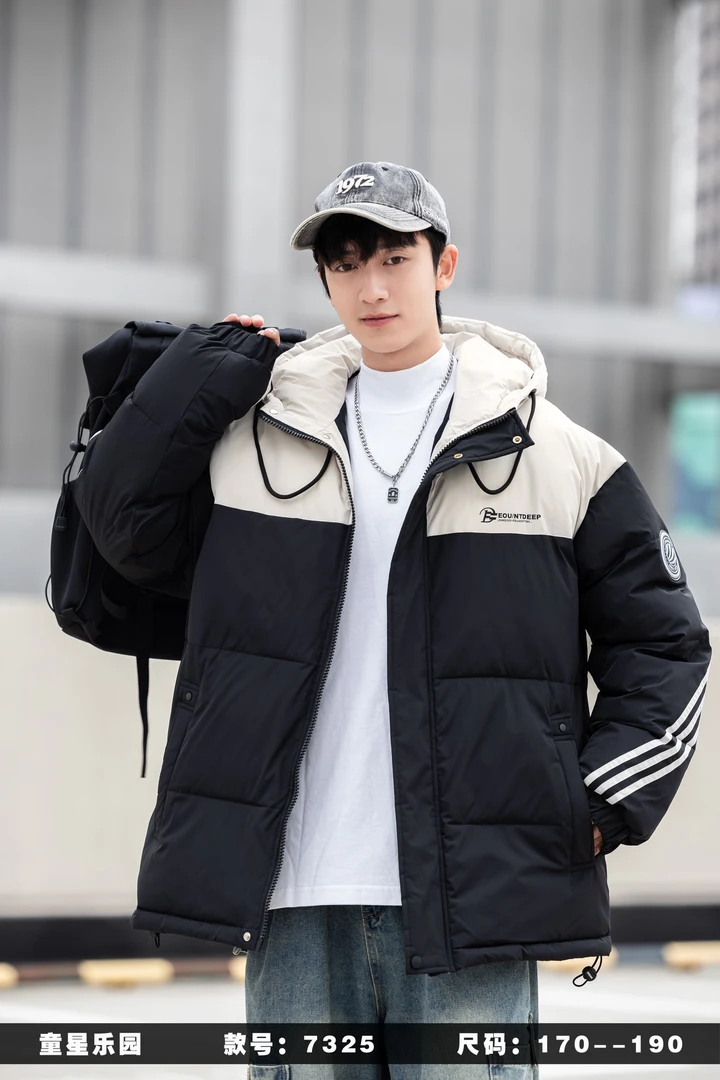 青少年连帽加厚保暖潮流冬季短款棉服休闲秋冬棉衣