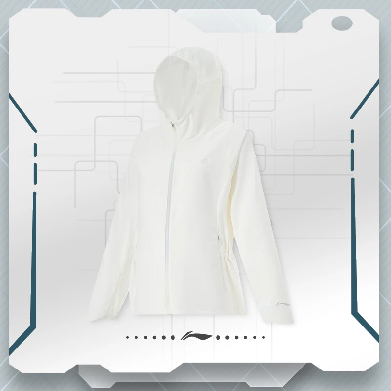 李宁女大童夏季新款综合体能系列开衫长袖连帽风衣YFDU174-B品