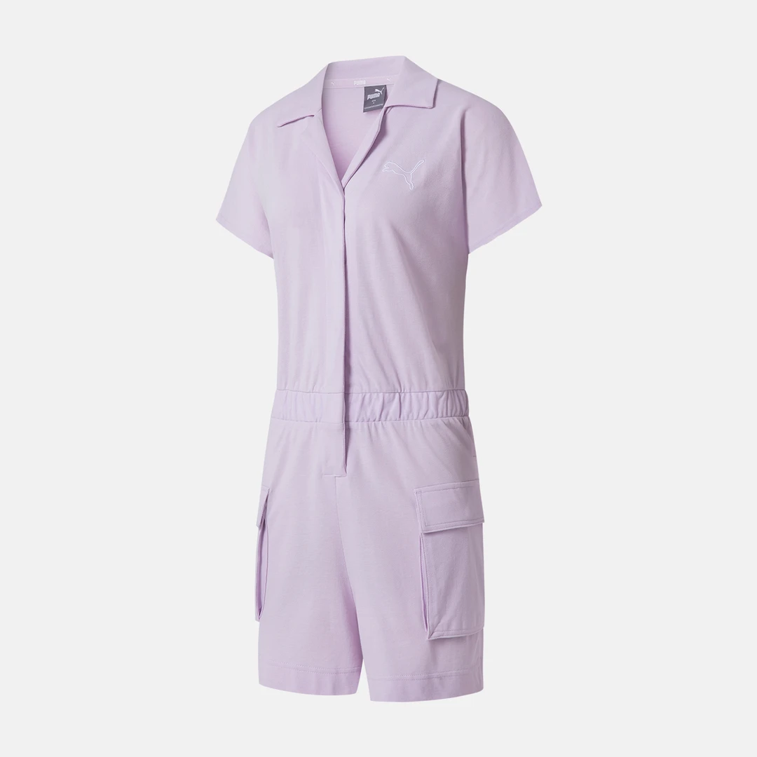 PUMA/彪马 女子复古时尚休闲翻领短袖收腰连体裤 535232